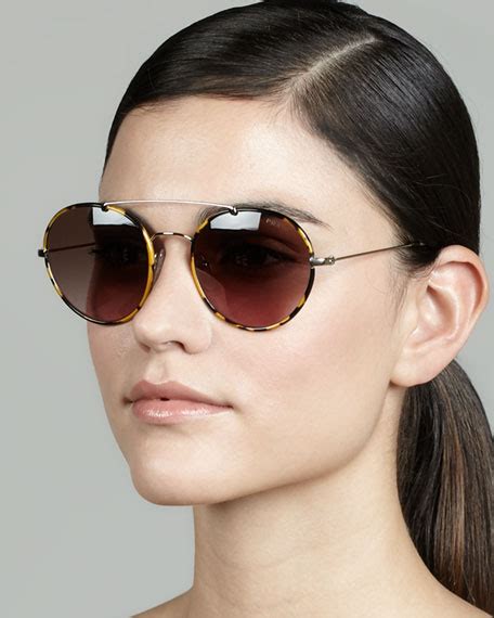 prada catwalk round aviator sunglasses|prada sunglasses with white sides.